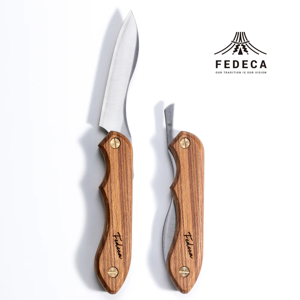【FEDECA】折畳式料理ナイフ プレーンビルマチーク 000833