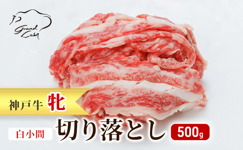  神戸ビーフ 神戸牛 牝 切り落とし 白小間 500g 川岸畜産 すき焼き 牛丼  冷凍 肉 牛肉 すぐ届く 小分け