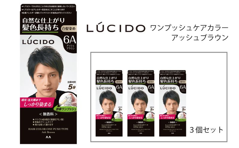  マンダム ルシード ワンプッシュケアカラー アッシュブラウン 3個セット MA-15[ LUCIDO 毛染め 白髪 カラーリング 男性化粧品 おしゃれ 日用品 ]