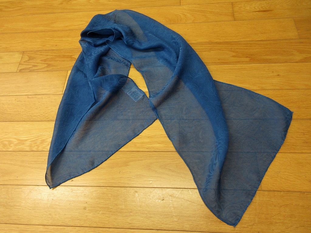 L514　藍染スカーフ　絹・模様