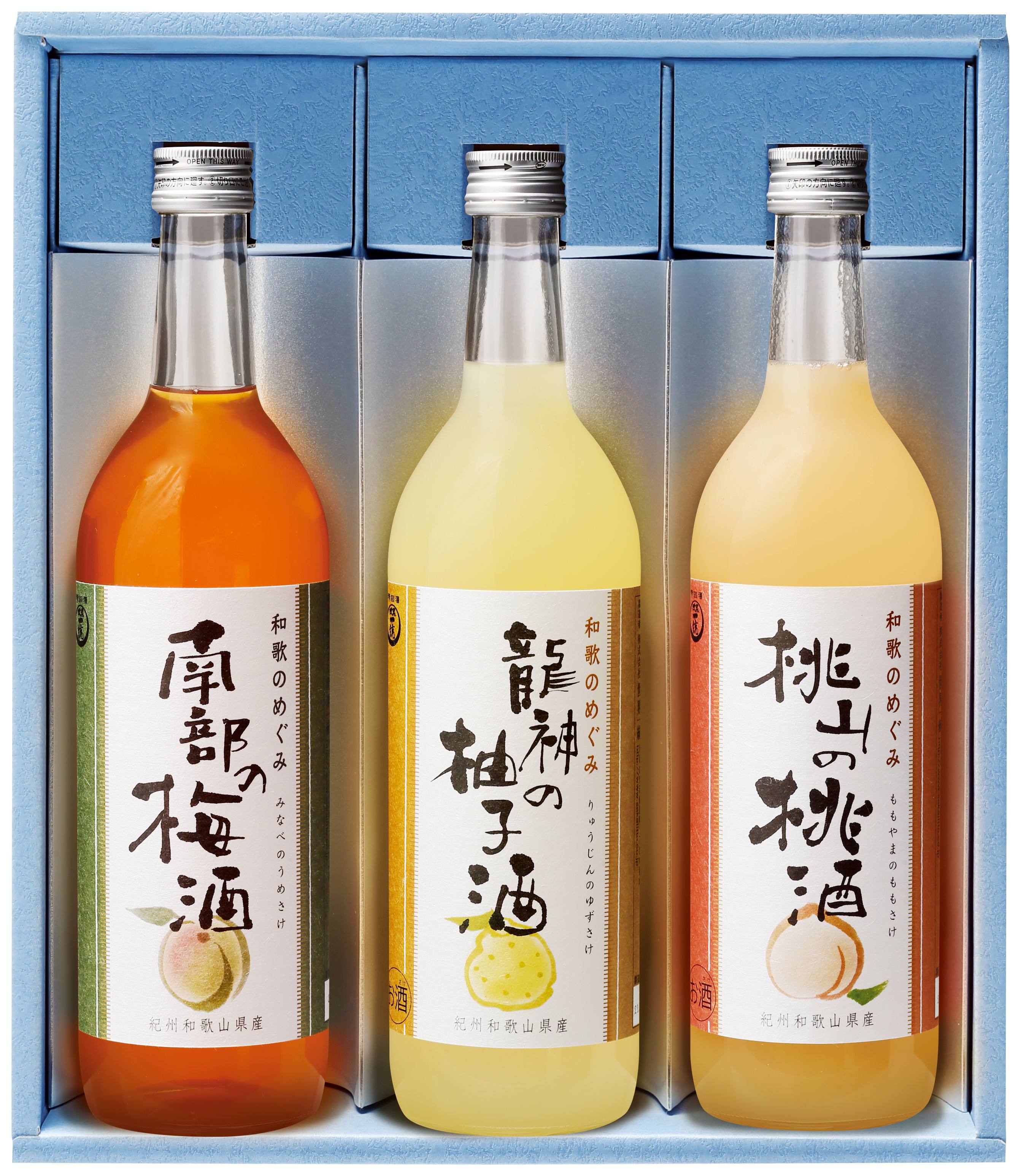 K114　和歌のめぐみ　飲み比べセット　ＳＬ－４０　梅酒　桃酒　柚子酒
