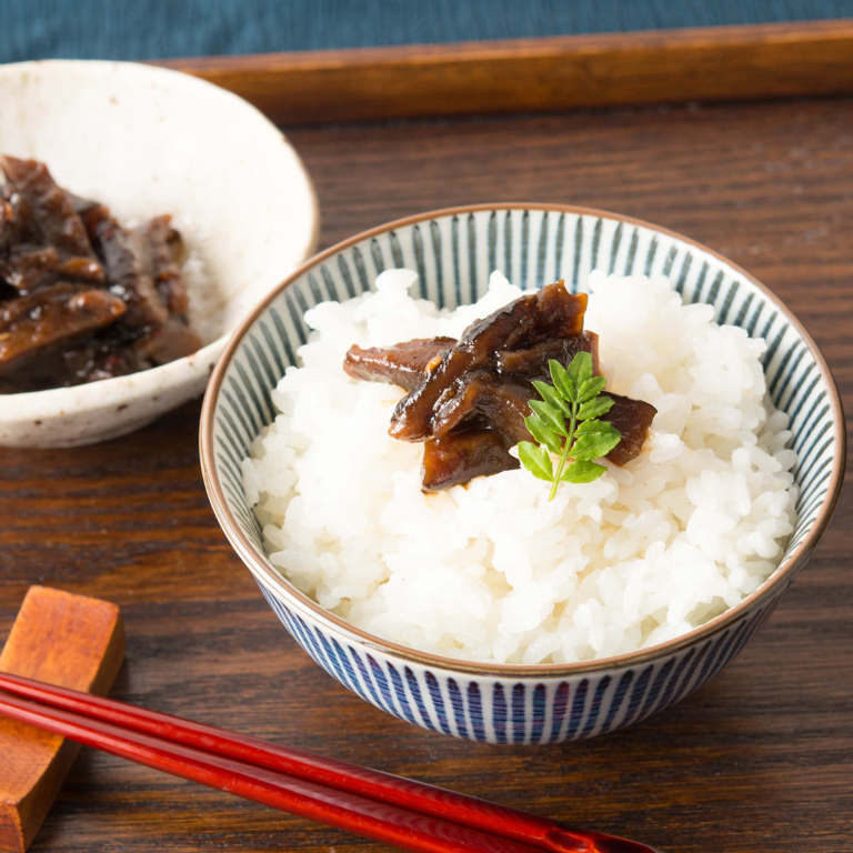 L230　ゆずと椎茸の佃煮　天王醤油味、角長?油味３個セット