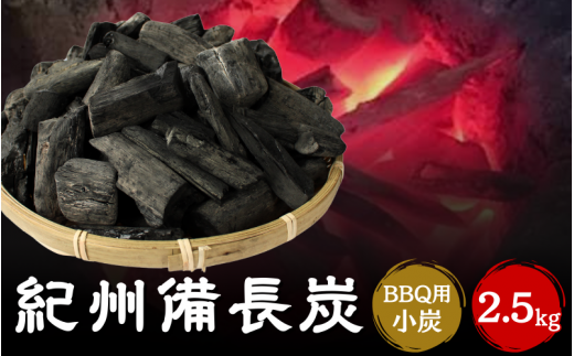 紀州備長炭BBQ用　小炭（S～M）2.5kg / 和歌山県 田辺市 紀州備長炭 ウバメガシ キャンプ バーベキュー アウトドア【kif012-1】