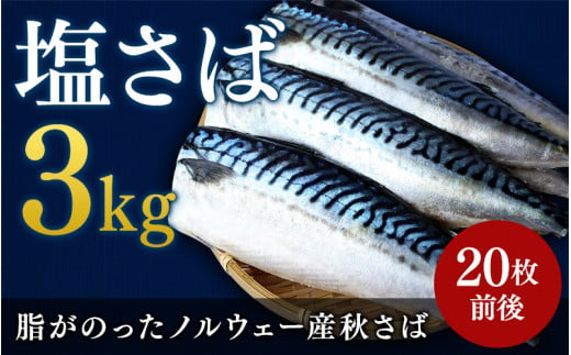 塩さば 切り身 3kg(約20枚前後)厚切り / 鯖 切り身 フィレ サバ 焼き魚 甘塩 冷凍 おかず ご家庭用 和歌山県 田辺市[mts007-3]