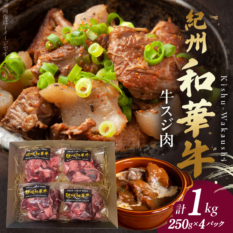 BN6051_【和歌山の新ブランド黒毛和牛】紀州和華牛の牛スジ肉　1kg（250g×4パック）