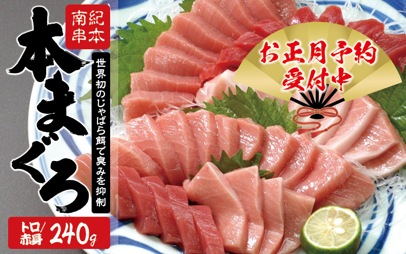 本マグロ トロ＆赤身セット240g（養殖）【お正月予約 12月26日～30日発送】濃厚な赤身と高級部位トロの鮪好きにはたまらないセット 【串本町×北山村】 高級 クロマグロ【nks113-sg】