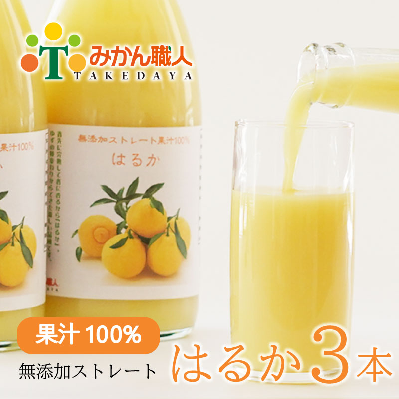 無添加 はるか ジュース 1000ml 3本 ストレート 果汁 100% 柑橘 果物 国産 フルーツ 蜜柑 みかん ビタミン 美味しい みかん職人武田屋 愛媛県 愛南町