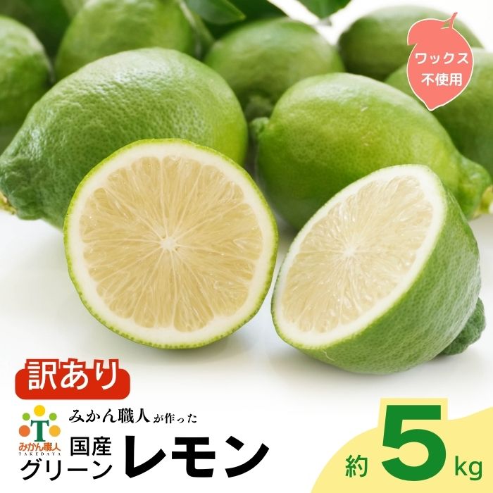 訳あり レモン （ グリーンレモン ） りのか 5kg 【発送期間:8月中旬～11月中旬】 減農薬 柑橘 檸檬 果物 くだもの 果実 国産 フルーツ 有名 愛媛 みかん職人武田屋 ブランド ビタミン 美味しい 生産者 直送 産直 無添加 レモンサワー ジュース チューハイ