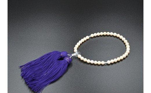 パール片手数珠　レディース　房正絹紫　TP052