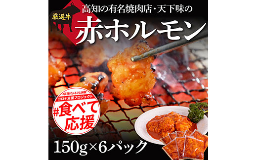 赤ホルモン 天下味オリジナル本格コチュジャンダレ漬け(150g×6パック) 高知市共通返礼品 人気 牛肉 お肉 小腸 焼き肉 タレ 焼肉 BBQ バーベキュー 冷凍 小分け おつまみ どんぶり お手軽 食べて応援