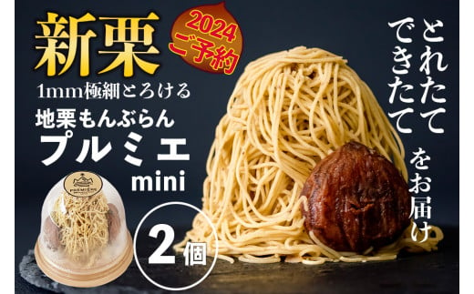 【新栗予約／2024年10月中旬発送】1mm極細！とろけるモンブラン「プルミエmini」2個／Qdr-A210