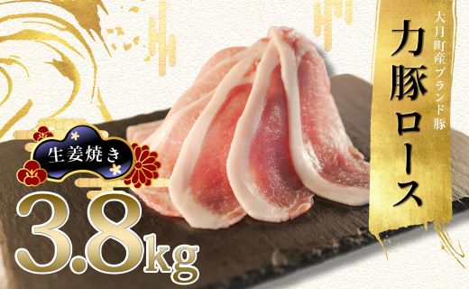 【高知県 大月町産ブランド豚】力豚ロース　生姜焼き用3.8kg