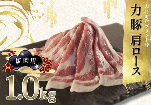 【高知県 大月町産ブランド豚】力豚肩ロース　焼き肉用1kg