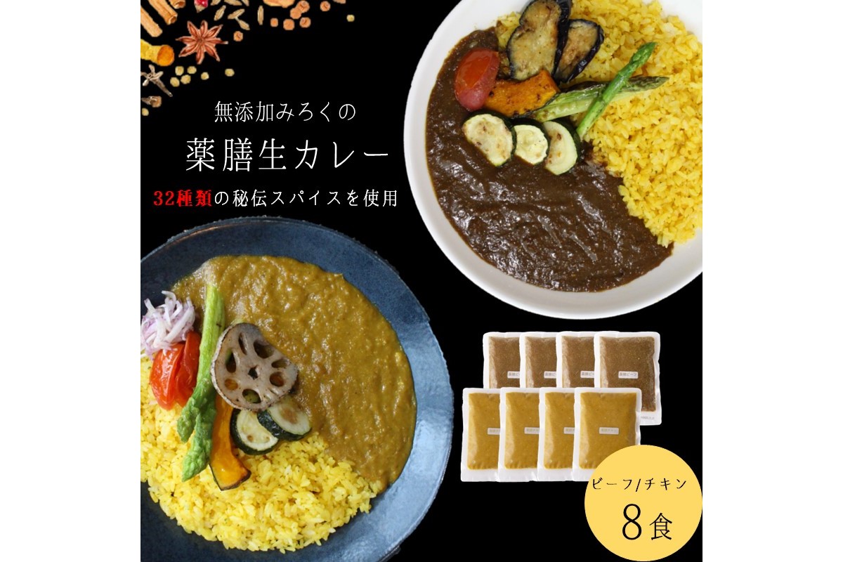 無添加 みろくの薬膳 生カレー(チキン・ビーフ)各4食