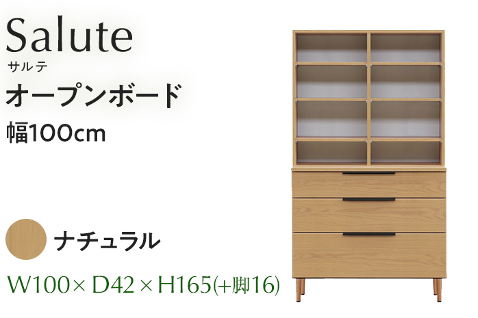 オープンボード Salute サルテ 幅100cm NA ナチュラル ベージュ 家具 収納 書棚 本棚 完成品 【北海道・東北・沖縄・離島不可】CN019-NA