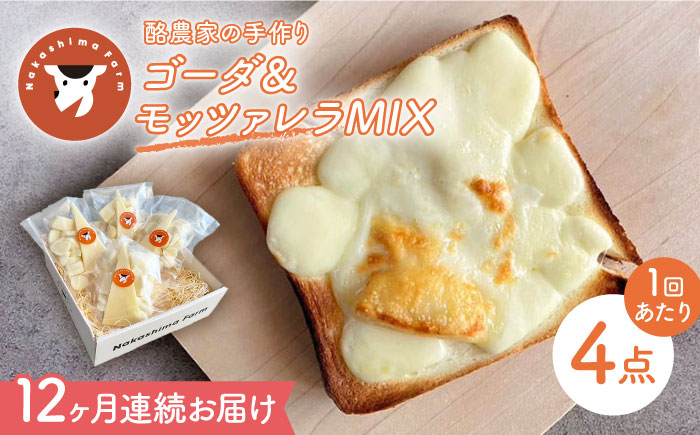 【12回定期便】チーズトースト ゴーダ＆モッツァレラMIX 4点 セット【ナカシマファーム】 [NAJ118]
