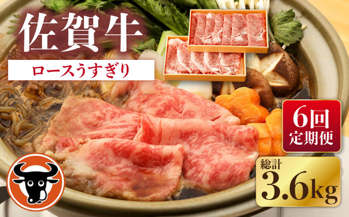 【6回定期便】佐賀牛 ロース うすぎり 計600g（300g×2p）【一ノ瀬畜産】 [NAC147]