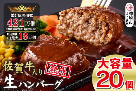 【累計118万個販売！】安定の味と品質！失敗したくない方は是非！佐賀牛入り 黒毛和牛 ハンバーグ 20個 大容量 2.4kg (120g×20個) 冷凍(H083102)