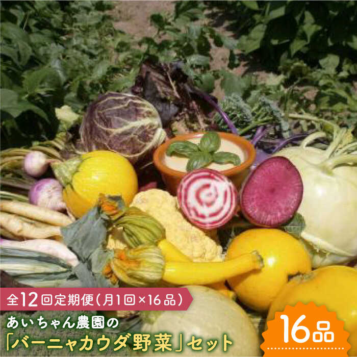 【16品×12回定期便】「バーニャカウダなどに♪」農薬に頼らない！カラダにやさしいお野菜の詰め合わせ【吉野ヶ里あいちゃん農園】[FAA034]