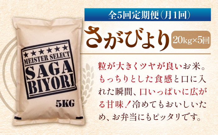 令和5年産 新米】【全5回定期便】特A獲得！さがびより 玄米 20kg（5kg