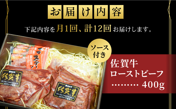 全12回定期便】＜A5ランク佐賀牛使用＞佐賀牛ローストビーフ 400g 吉野