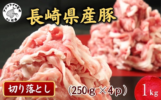 長崎県産豚肉切り落とし1kg(250g×4パック)【B0-156】