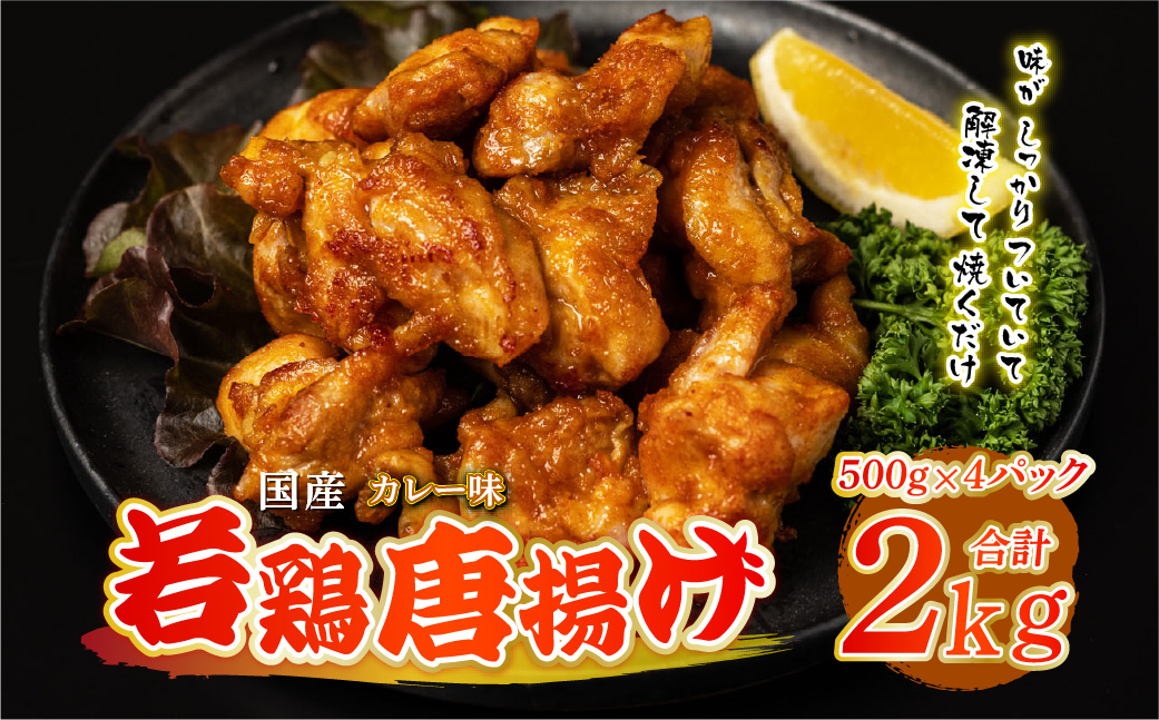 国産 若鶏唐揚げ カレー味 2kg（500g×4パック）