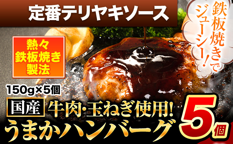 ハンバーグ 5個 国産のお肉使用！ 鶏肉不使用 温めるだけ 「通の贅沢ハンバーグ」定番テリヤキソース《7-14日以内に出荷予定(土日祝除く)》 牛 訳あり 小分け 早く届く