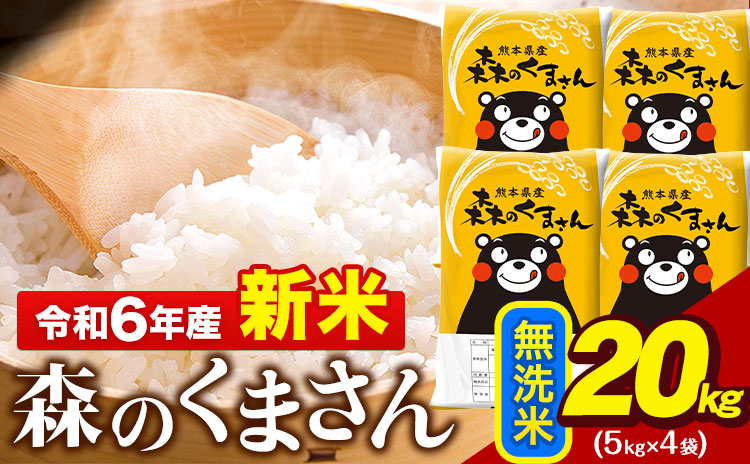 令和6年産  新米 無洗米  森のくまさん 20kg 5kg × 4袋  熊本県産 単一原料米 森くま《11月-12月より出荷予定》送料無料