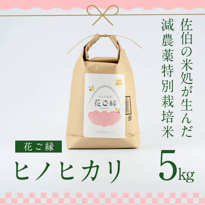 減農薬特別栽培米 はなご縁 (計5kg) 米 令和4年 ひのひかり ヒノヒカリ