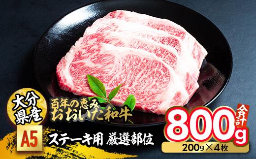 百年の恵み おおいた和牛 A5 ステーキ用 厳選部位 (計800g・200g×4枚