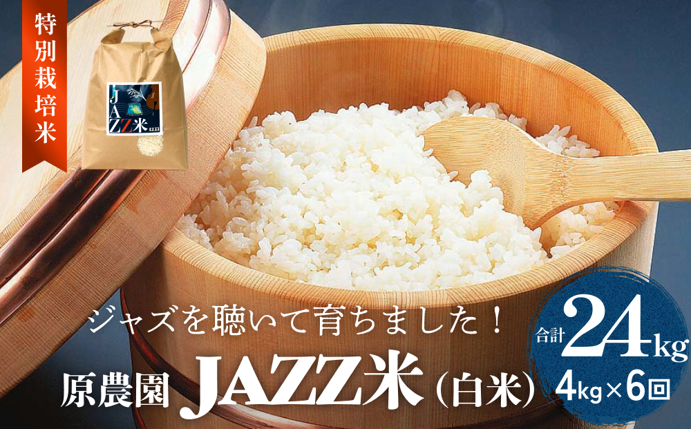 原農園 JAZZ米 (白米) 白米 ４kg ６回定期便 JAZZ 有機栽培 特別栽培米 堆肥 光合成細菌 有効微生物 アートテン農法 抗酸化農法 有効微生物農法 きりかぶ山 地力 白米 環境 地域特産 自然栽培 完熟堆肥 健康