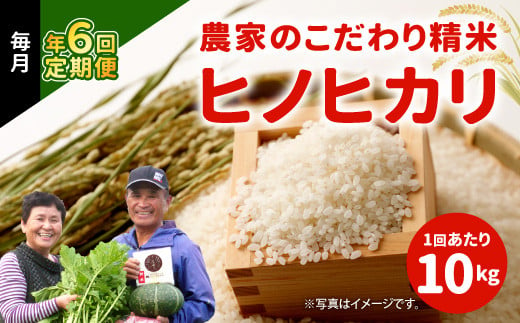 [定期便 年6回]農家のこだわり 精米 ヒノヒカリ 10kg × 6回 合計 60kg 米 お米 おにぎり お弁当 TKG ひのひかり 定期便 10kg 米 国産 宮崎県 九州 送料無料