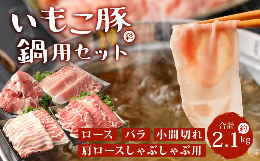 いもこ豚(彩) 鍋用セット 合計2.1kg しゃぶしゃぶ ロース バラ モモ もも 豚肉 鍋 いもこ豚 セット 詰合せ 冷凍 宮崎県産 九州産 送料無料