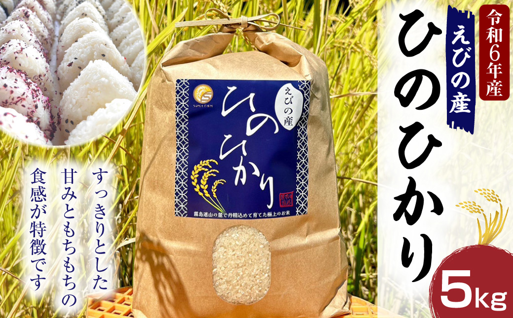 【令和６年度】新米 えびの産 ヒノヒカリ 5kg 米 お米 白米 ごはん 精米 おこめ ひのひかり おにぎり お弁当 お取り寄せ 冷めても美味しい 甘み もちもち 宮崎県 えびの市 自然の恵み 送料無料【11月上旬より順次発送】