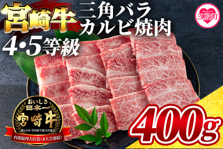 [数量限定_宮崎牛 4・5等級 希少部位三角バラ(カルビ)焼肉400g][MI172-my][ミヤチク]