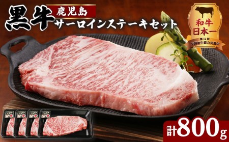 (T-1801)鹿児島黒牛サーロインステーキセット 計800g