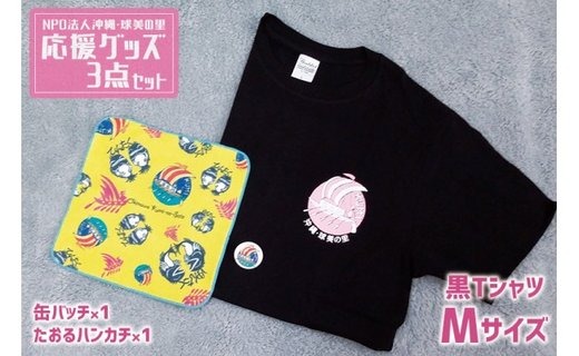 Npo法人沖縄 球美の里 応援グッズ3点セット Tシャツ 黒mサイズ ふるラボ 地域とあなたを元気にするふるさと納税